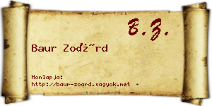 Baur Zoárd névjegykártya